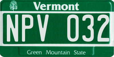 VT license plate NPV032