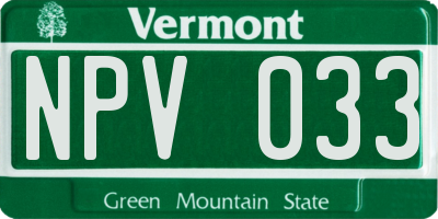 VT license plate NPV033