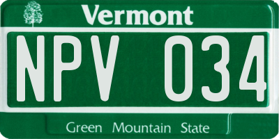 VT license plate NPV034