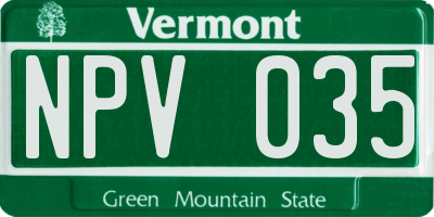 VT license plate NPV035