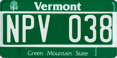 VT license plate NPV038
