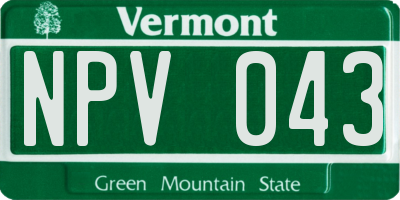 VT license plate NPV043