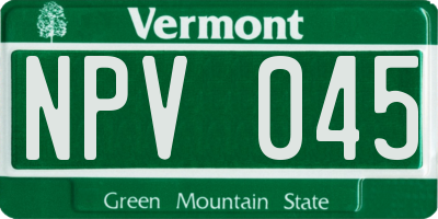VT license plate NPV045