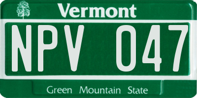 VT license plate NPV047