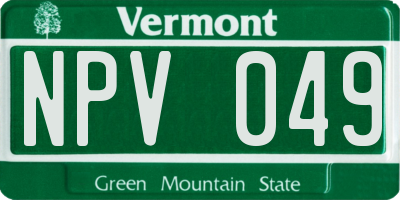 VT license plate NPV049