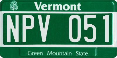 VT license plate NPV051