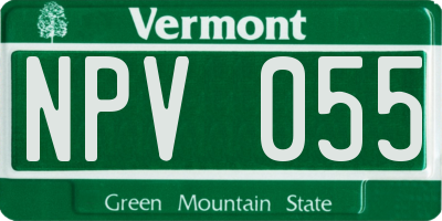VT license plate NPV055