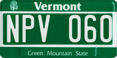 VT license plate NPV060