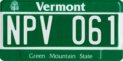 VT license plate NPV061