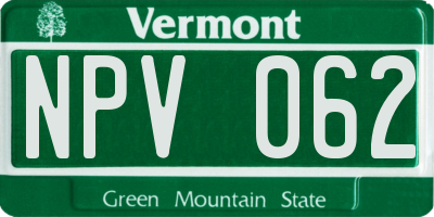 VT license plate NPV062