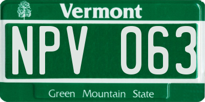 VT license plate NPV063