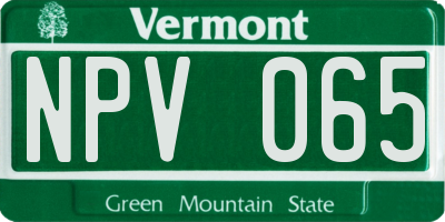 VT license plate NPV065