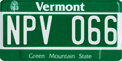 VT license plate NPV066