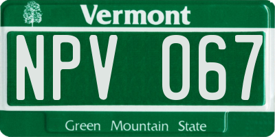 VT license plate NPV067