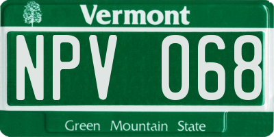 VT license plate NPV068