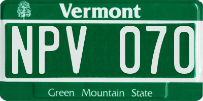 VT license plate NPV070