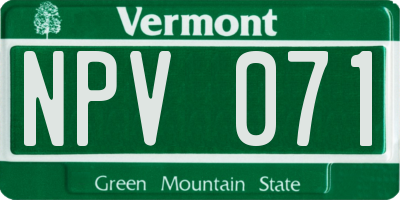 VT license plate NPV071