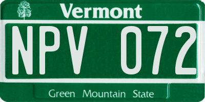 VT license plate NPV072