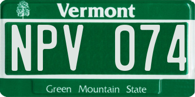 VT license plate NPV074