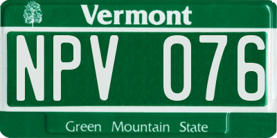 VT license plate NPV076