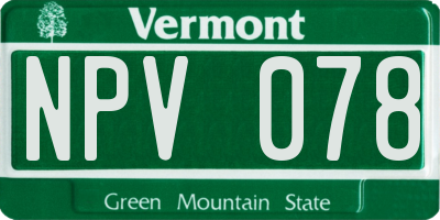 VT license plate NPV078