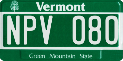 VT license plate NPV080