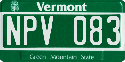 VT license plate NPV083