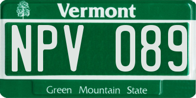 VT license plate NPV089