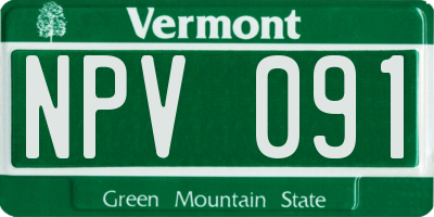 VT license plate NPV091