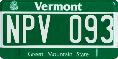 VT license plate NPV093