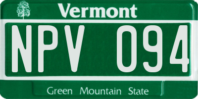VT license plate NPV094