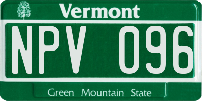 VT license plate NPV096