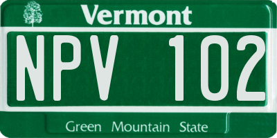 VT license plate NPV102