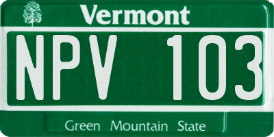 VT license plate NPV103