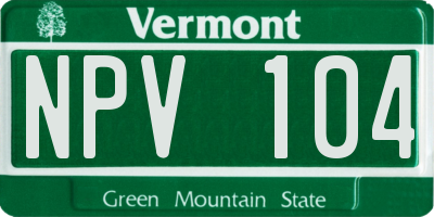 VT license plate NPV104