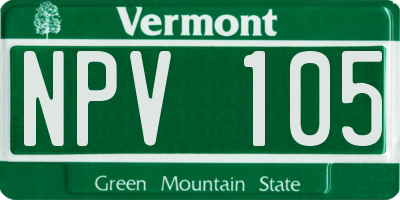 VT license plate NPV105