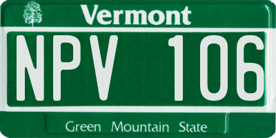 VT license plate NPV106