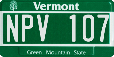 VT license plate NPV107