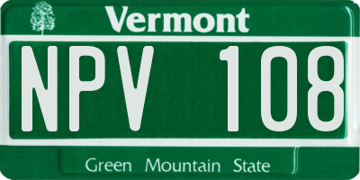 VT license plate NPV108