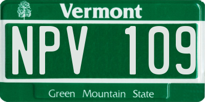 VT license plate NPV109
