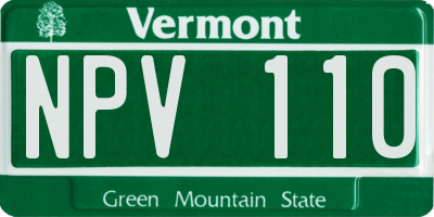 VT license plate NPV110
