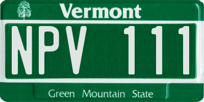 VT license plate NPV111