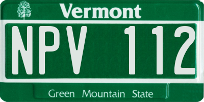 VT license plate NPV112