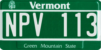 VT license plate NPV113