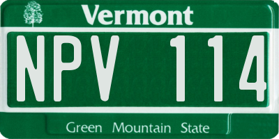 VT license plate NPV114