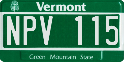 VT license plate NPV115
