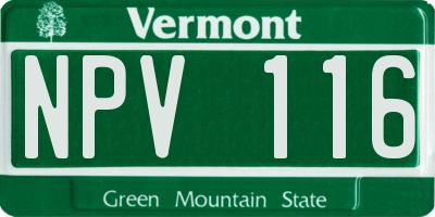VT license plate NPV116