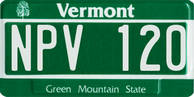 VT license plate NPV120