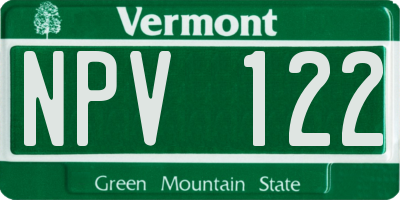 VT license plate NPV122