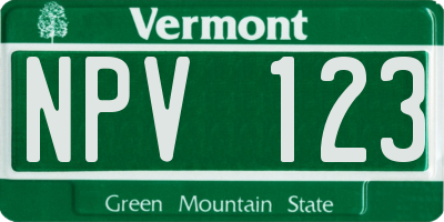 VT license plate NPV123